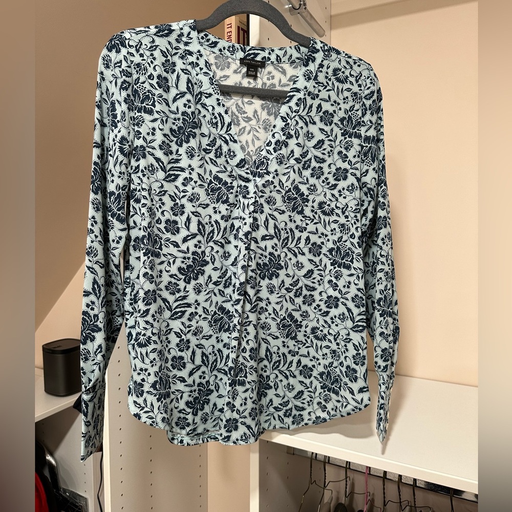 Ann Taylor floral mixed media blouse